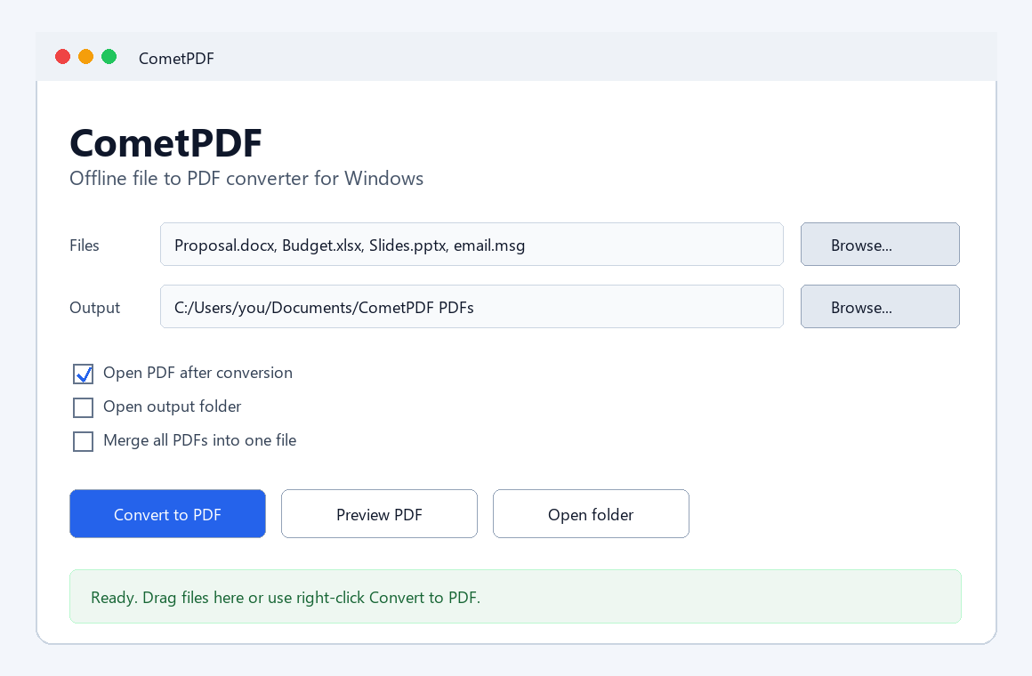 CometPDF application preview